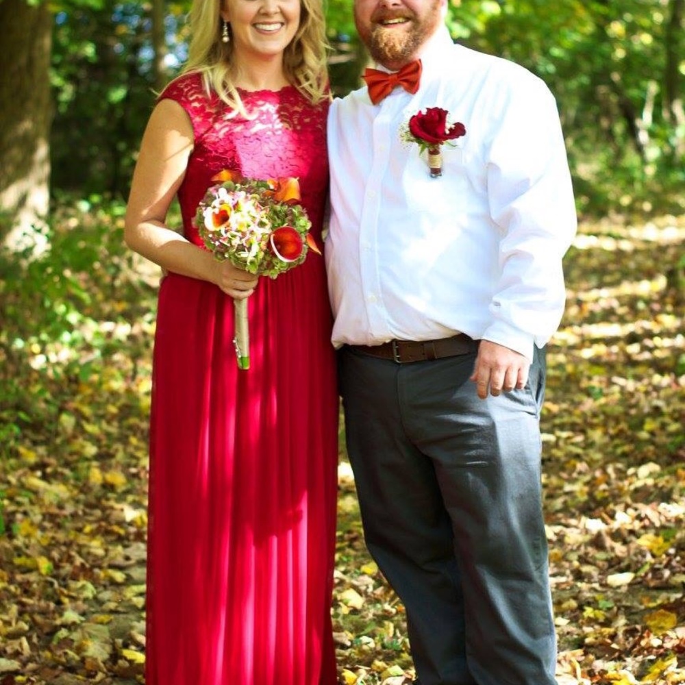 Red floor length dress size 8